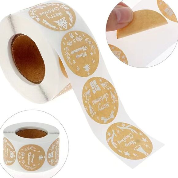 500pcs/roll Christmas Gift Wrapping Self-adhesive Sticker Labels - Picture 1 of 2